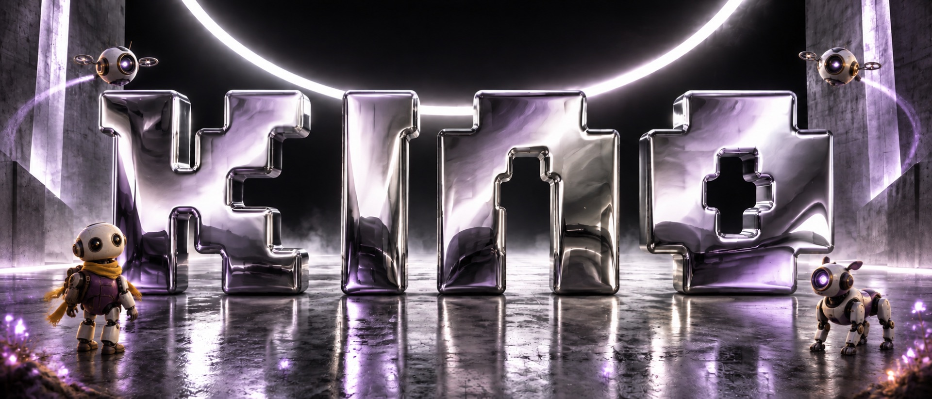 Chrome Kino branding and characters in a futuristic setting
