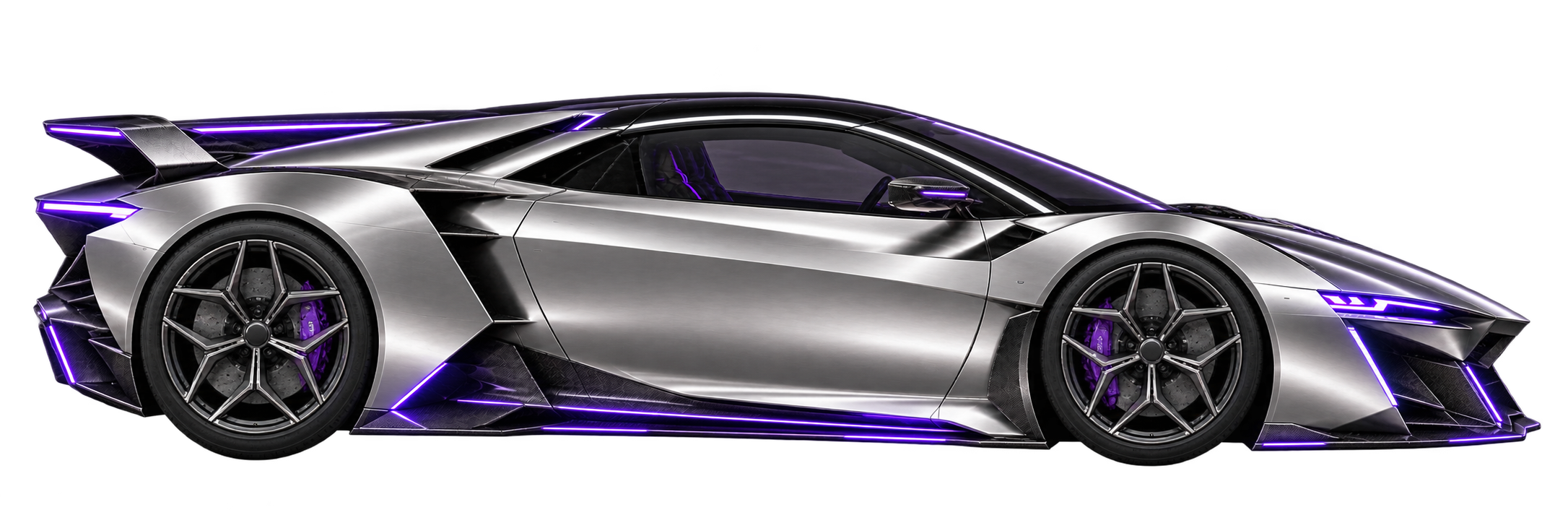 Silver futuristic car with Kino branding, representing the app that brings AI engines together.